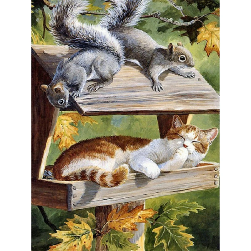 

YIKEE Diamond Painting Full Drill Cat Handmade Needlework DIY Diamond Embroidery Mosaic Rhinestone Picture y056
