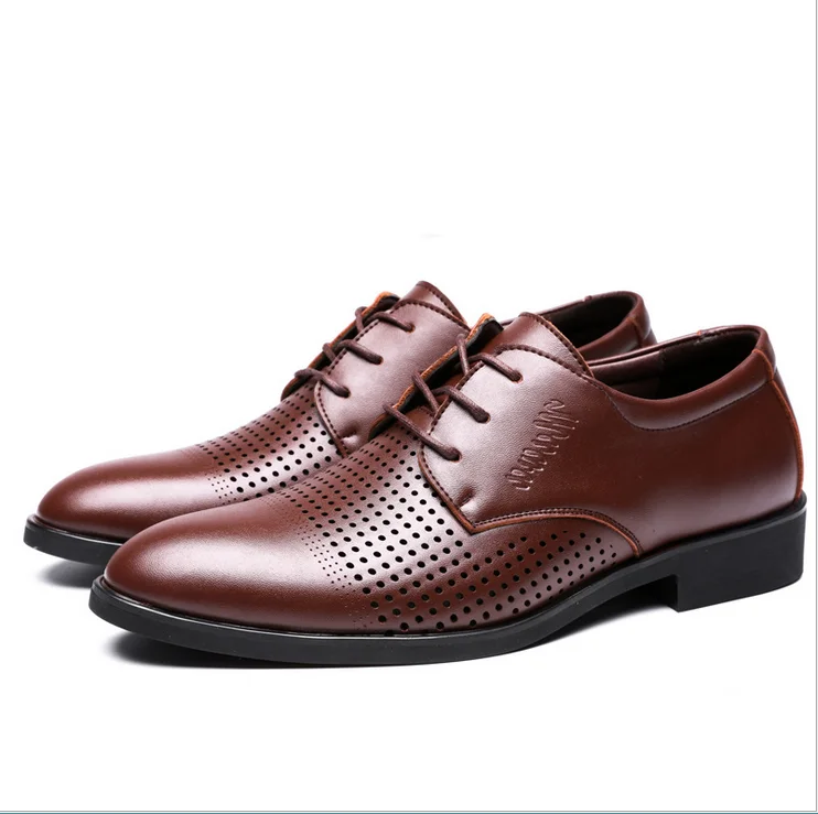 Мужские деловые туфли Повседневные Дышащие модельные с острым носком кожаные на