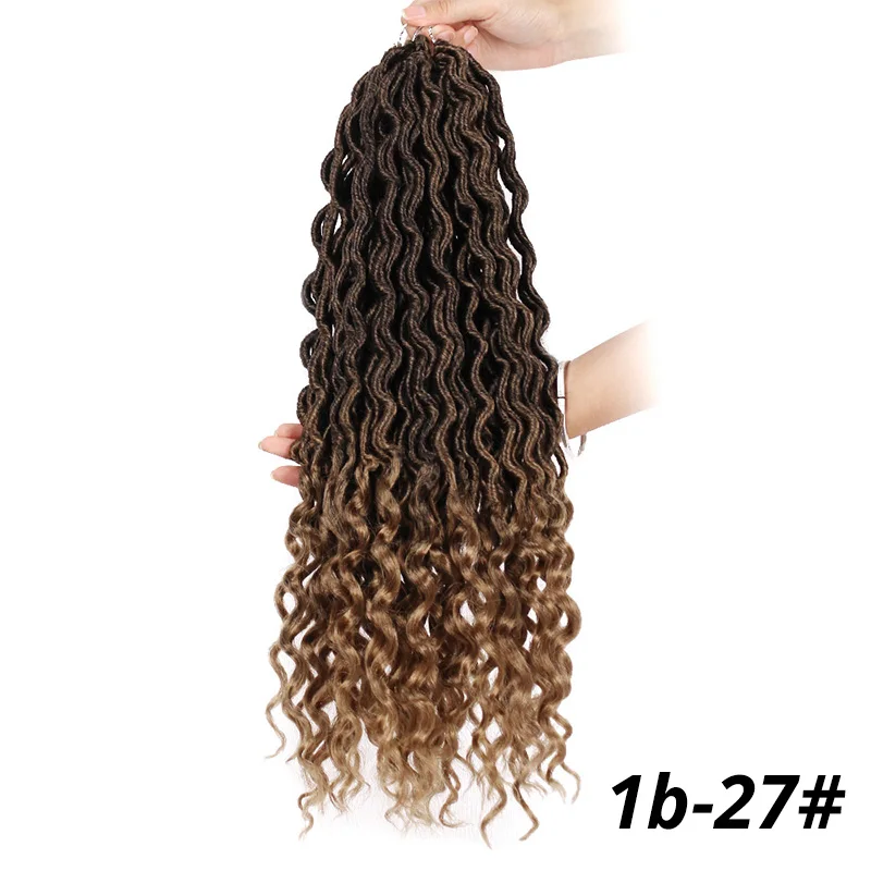 T1B/27 Вязанные крючком волосы для наращивания в богемном стиле Faux locs Curly вязанные крючком плетеные волосы богиня синтетические волосы Ombre Doris beauty - Цвет: T1B/27