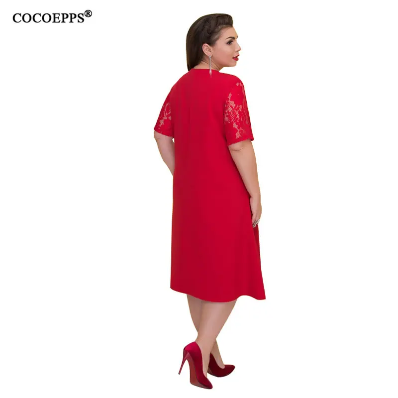 Женское платье туника COCOEPPS Кружевное облегающее большого размера на осень и лето