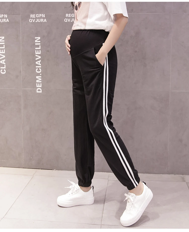 133# Весна Модная Летняя одежда для будущих мам Jogger брюки для девочек для талии, живота, эластичная брюки одежда беременных для женщин Тонкий Беременность мотобрюки