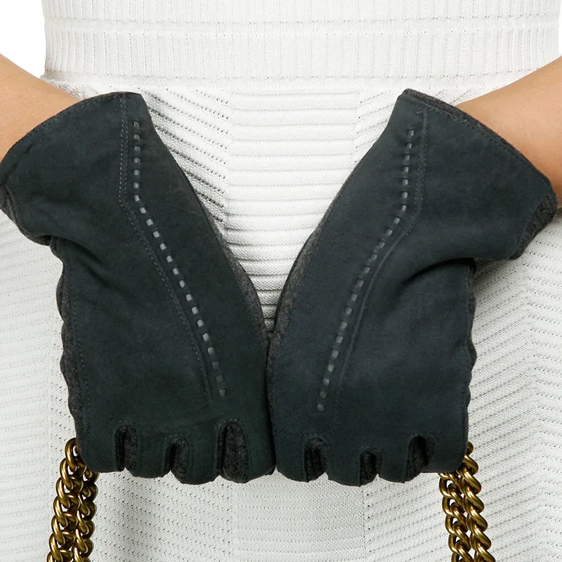 REALBY женские толстые перчатки зимние Luvas de inverno Guantes Mujer Формальные варежки из замши