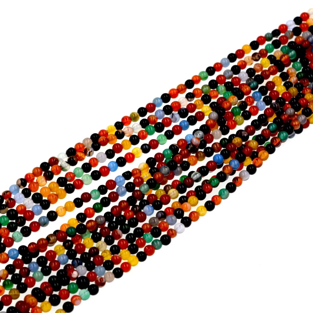 Круглые радужные Агаты разноцветные 4 мм полная нить|multicolor beads|bead strandsstrand beads |