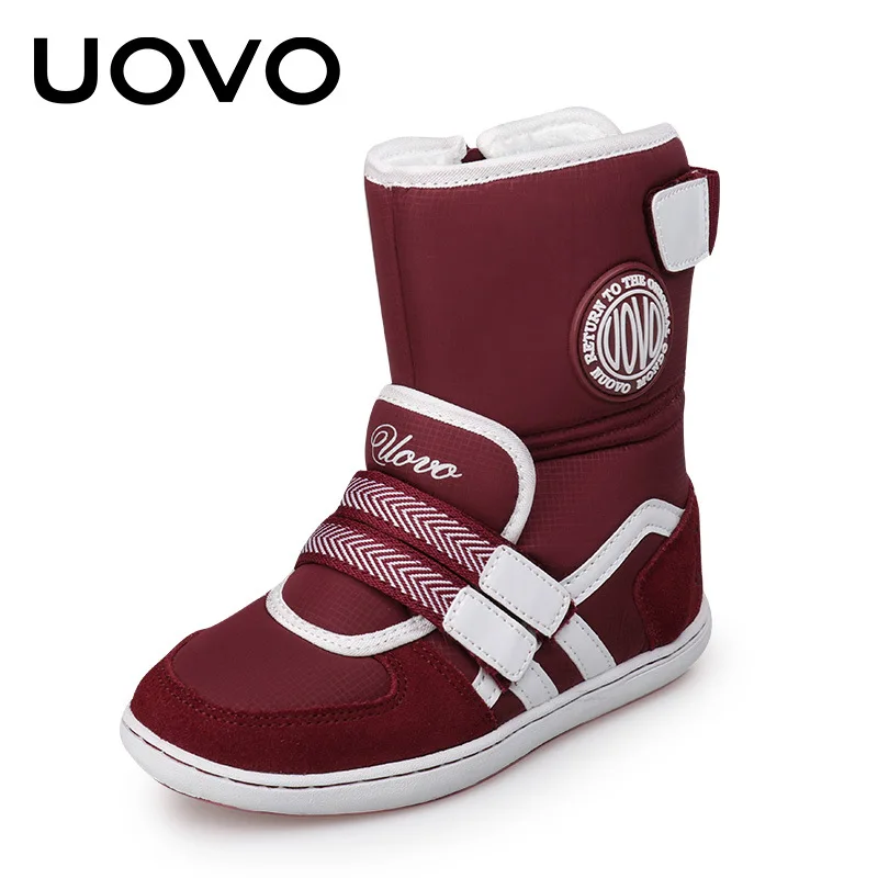 

Uovo Brand Boys Girls Winter Boots Ski Cloth and Suede Leather Warm Kids Shoes Children Slip-Resistant Boots Chaussure EU26-39