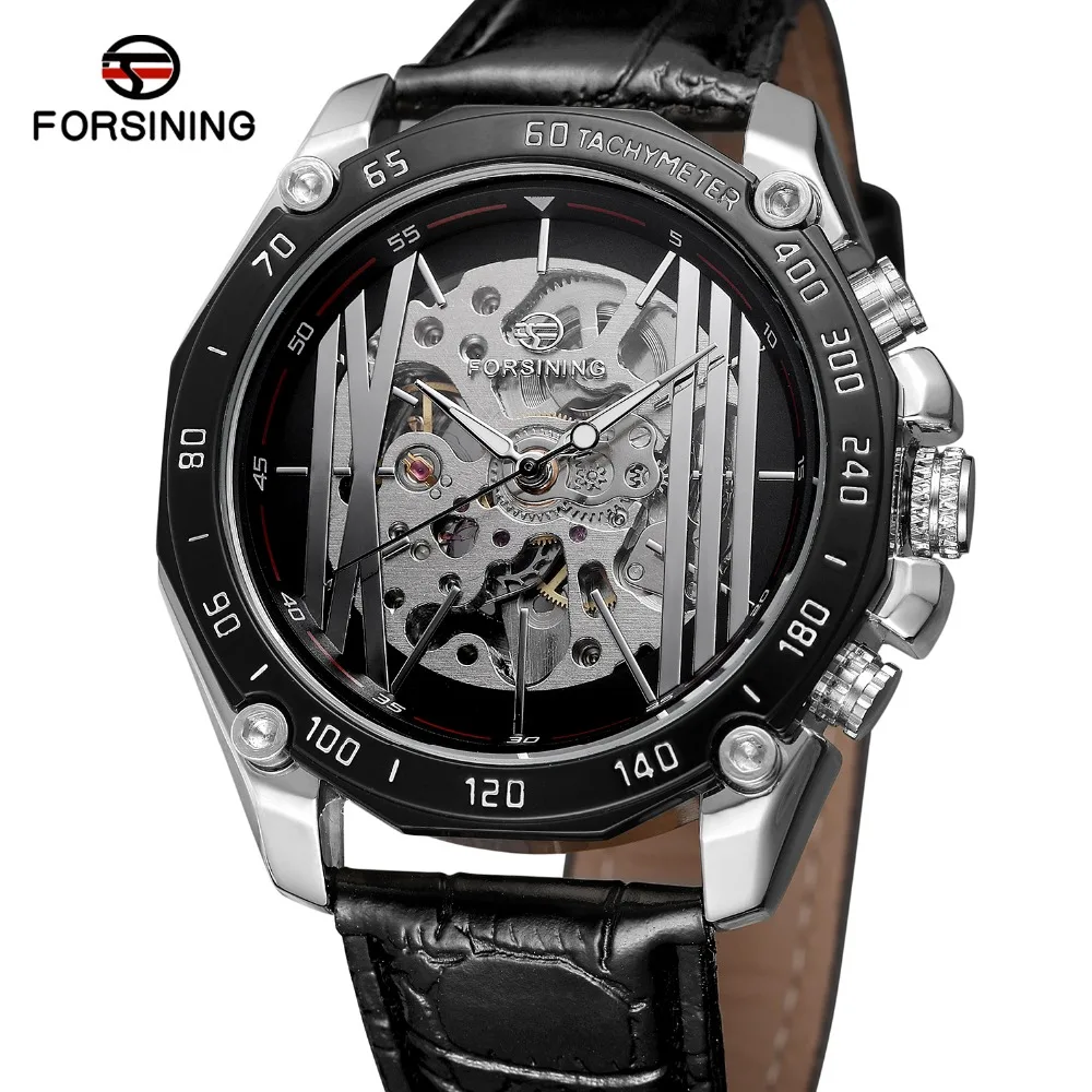 Forsining 2019 New Military Sport Design Automatic Transparent Silver Stainless Steel Mens Mechanical Watches | Наручные часы