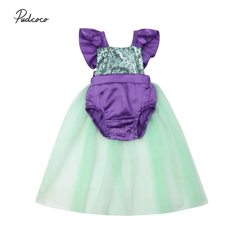 Костюм Русалки с блестками для маленьких девочек платье боди юбка пачка летняя