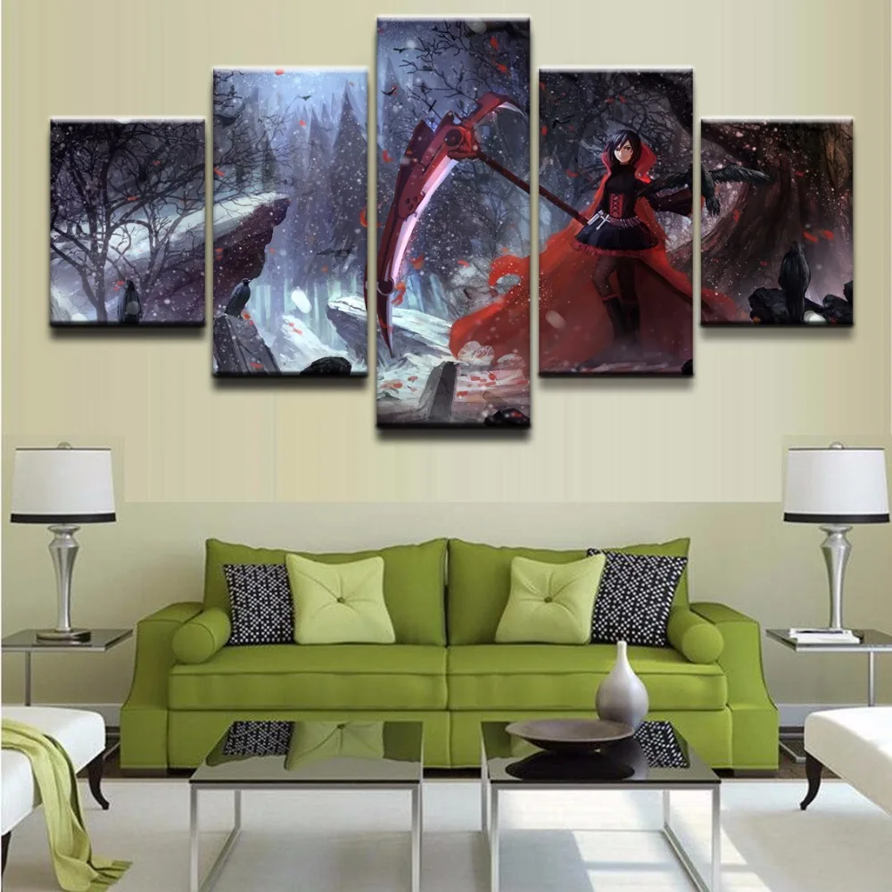 Декоративные модульные картины домашний Декор живопись 5 панелей аниме темный