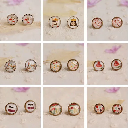 12 парт/лот Смешанные Винтажные Ювелирные Изделия Стеклянные Кабошоны