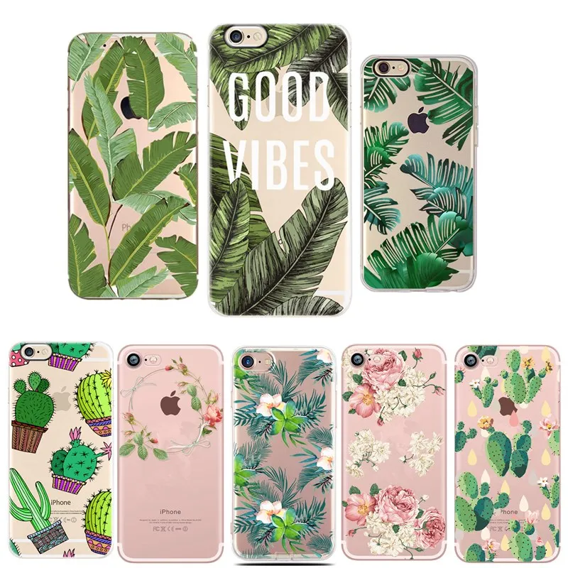 Чехол с цветами джунглей мягкий для iphone 6 S 7 8X7 Coque plus 8 5 5S SE растительный чехол