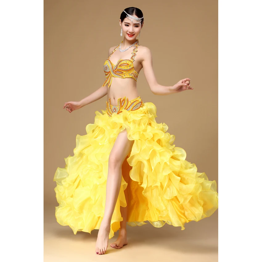 New Performance Dancewear Bellydance Clothes Professional Women Egyptian Belly Dance Bra Belt Skirt Oriental Beaded | Тематическая