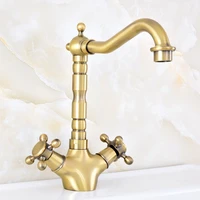 basin faucets antique bronze bathroom sink faucet 360 degree swivel spout double cross handle bath kitchen mixer taps zsf126