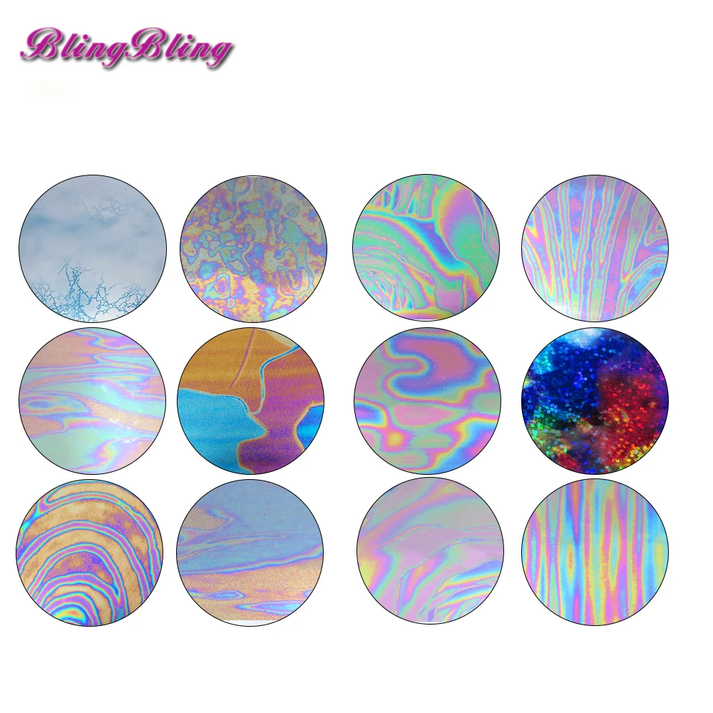 BlingBling 16 шт. голографические лак для Стикеры зеркальный эффект Фольга наклейка