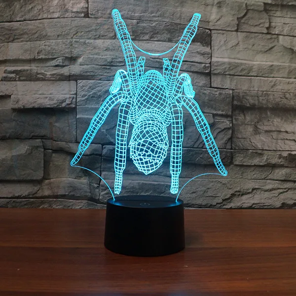 Spider Modeling Led 3d Lamp Reative Gift Christmas Children's Toys Usb Small Table Lamps 7 Color Change Desk | Лампы и освещение