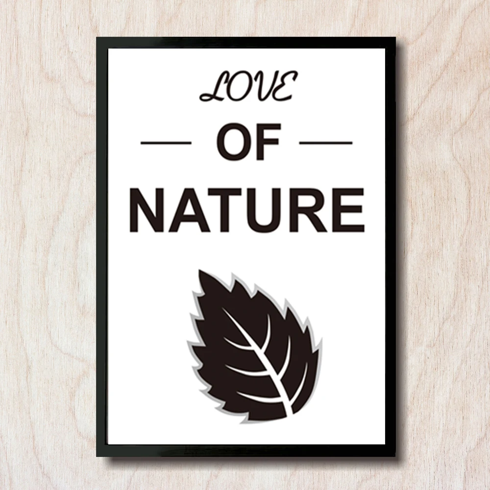 Картина на холсте в скандинавском стиле с цитатой Love of Nature популярная Настенная