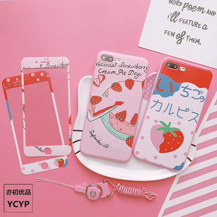 Для iphone 8 plus-розовый чехол для девочек + пленка экрана из закаленного стекла Cardcaptor