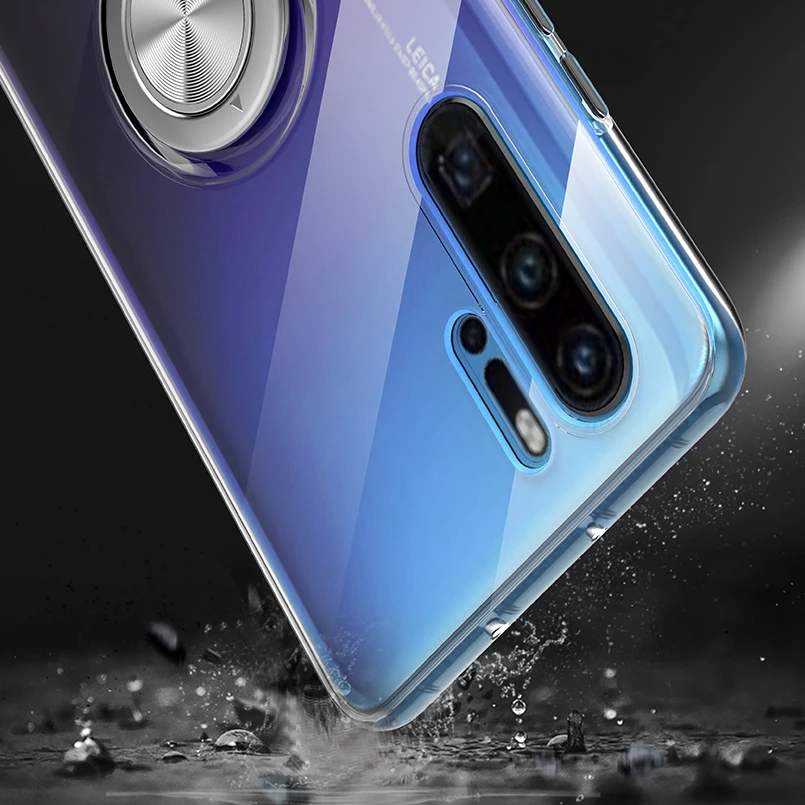 Magnetic Ring Bracket Case For Huawei P20 P30 Lite Transparent Finger TPU Clear Cover Mate 20 Pro |
