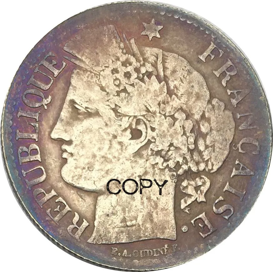 

Копировальные монеты с серебряным покрытием, Франция, 1871 А, 2 Франка