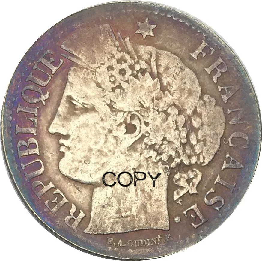 Копировальные монеты с серебряным покрытием Франция 1871 А 2 Франка|coin coins|coin francecoin