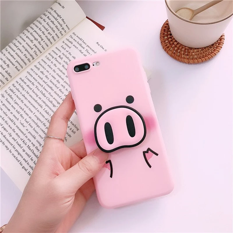 Роскошный 3D Забавный свиной нос розовый силиконовый чехол для телефона iphone 7 6 5 8