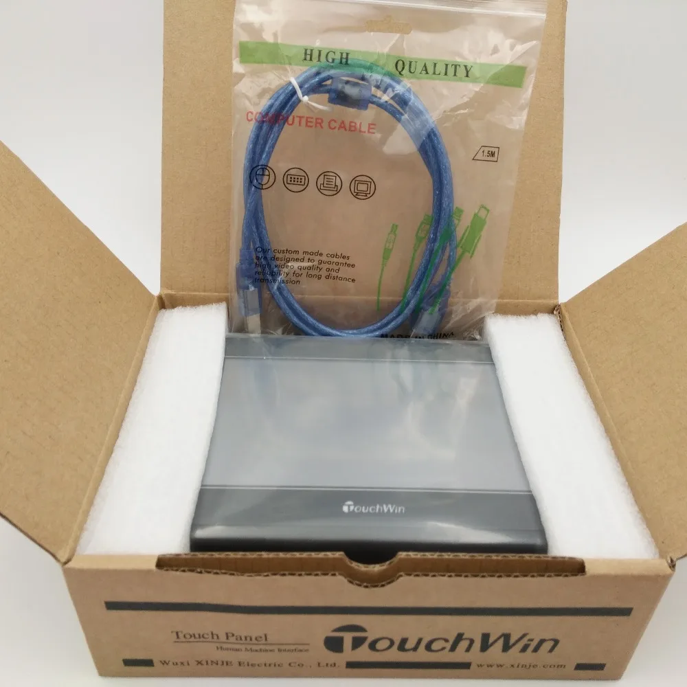 Сенсорный экран Xinje 7 дюймов HMI Китай PLC 800*480 IP65 новый с USB кабелем для загрузки