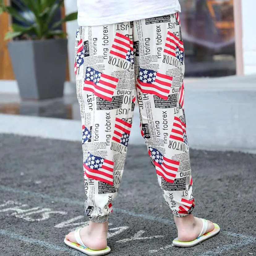 Детская одежда длинные летние крутые штаны до щиколотки для мальчиков