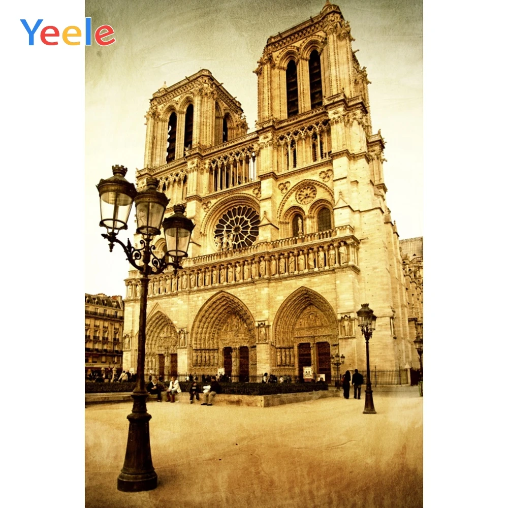 Фоны для детской фотосъемки Yeele Нотр дама Парижа уличсветильник свет старинный