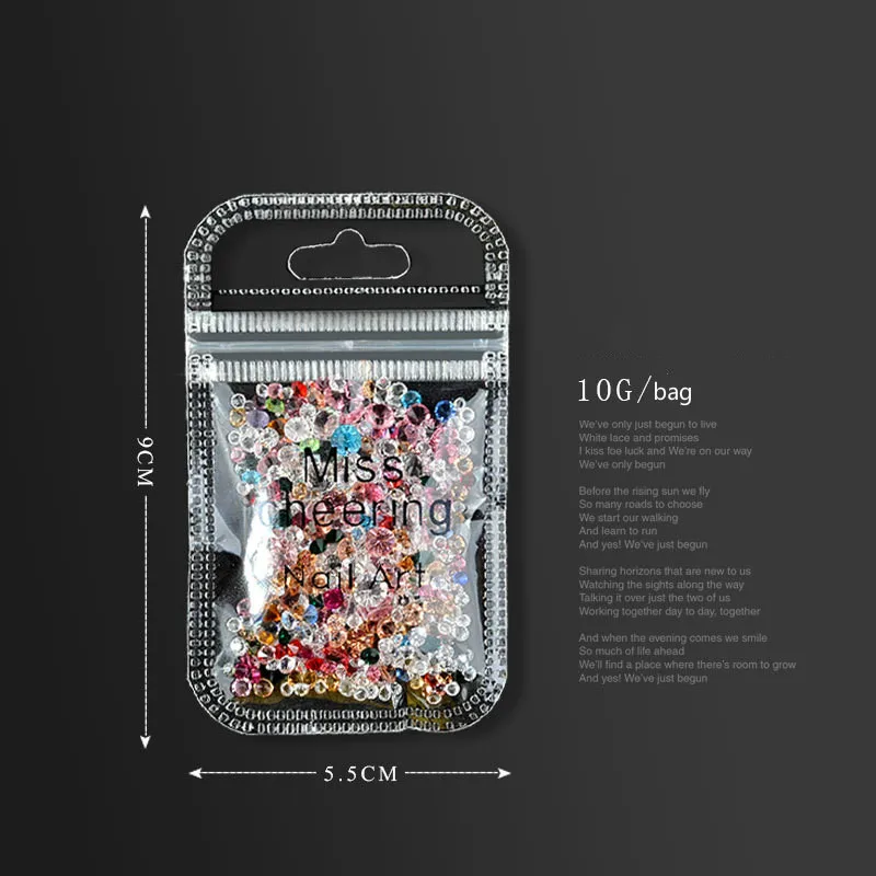 Украшения для ногтей смешанные стеклянные микро сверла водяные прозрачные AB