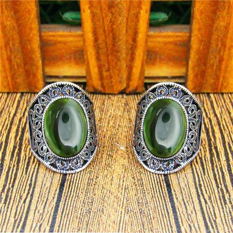 Oval Transparent Crystal Rings For Women Antique Silver Plated Flower Plant Fashion Jewelry TR684 | Украшения и аксессуары