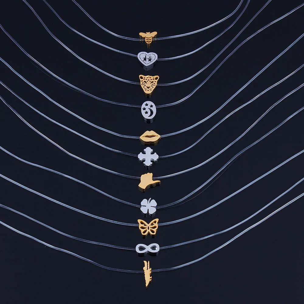 Ожерелье из нержавеющей стали невидимая цепочка Женские Ювелирные изделия кулон