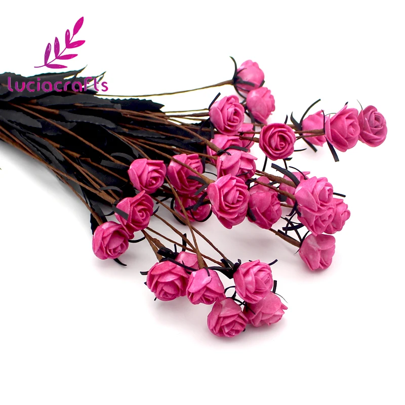 Lucia crafts 1 комплект 15 головок поддельные цветы Роза голова пена для искусственных цветов роза DIY домашнее свадебное украшение A1304