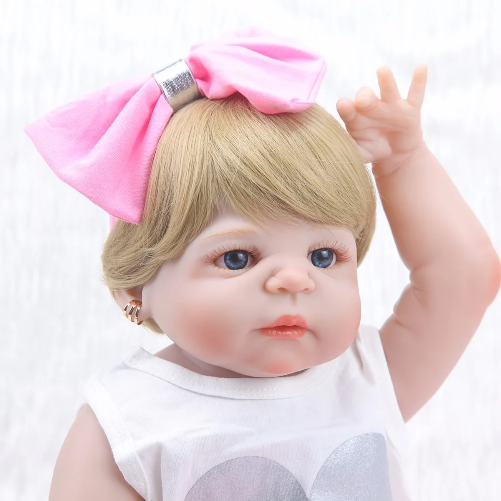 Forrsdor57cm pretty Victoria full silicone lifelike newborn Baby girl with short brown hair Bonecas Bebe Reborn dolls | Игрушки и хобби