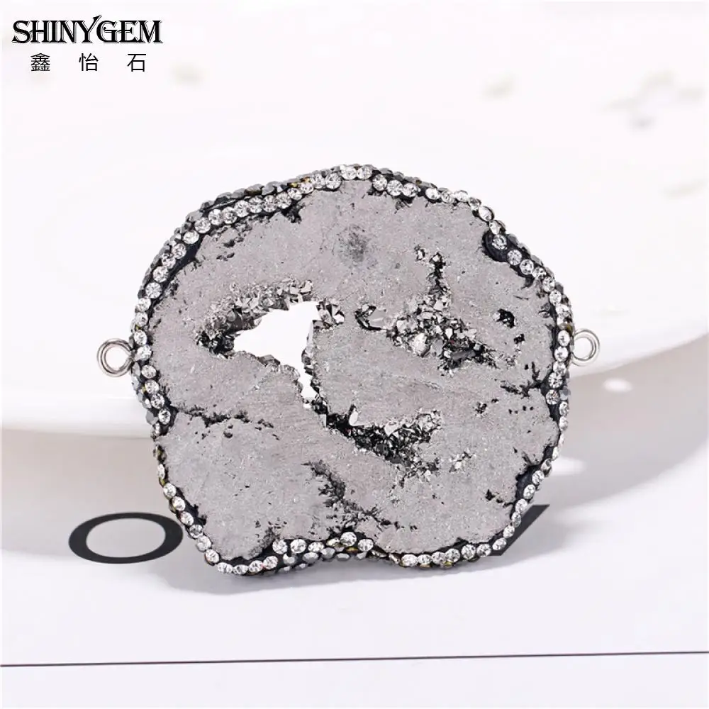 ShinyGem Нерегулярные Кулон agates Druzy разъем сверкающие Druzy Geode Разъем Подвески кубический циркон камень, соединитель для изготовления ювелирных изделий
