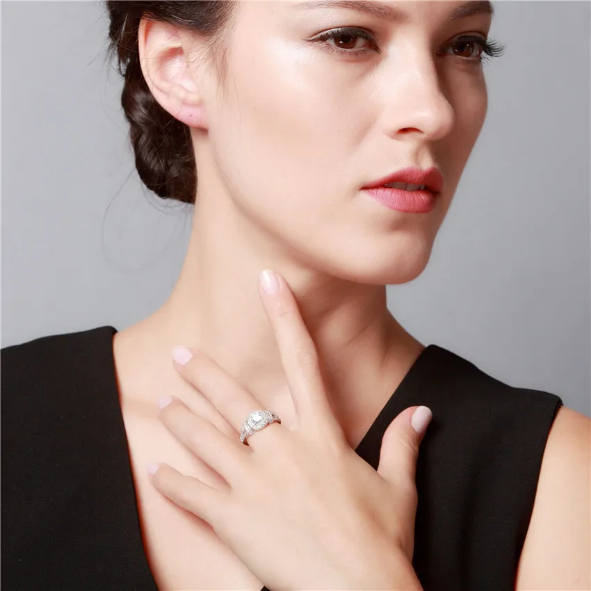 US STOCK Uloveido 15%Off Wedding Rings for Women Silver Color Crystal Ring with Stone Vintage Jewelry Gift Y133 | Украшения и