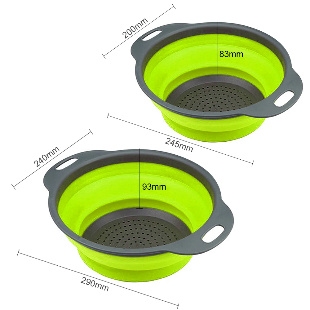2 шт. телескопический складной силиконовый дуршлаг корзина для мытья овощей и