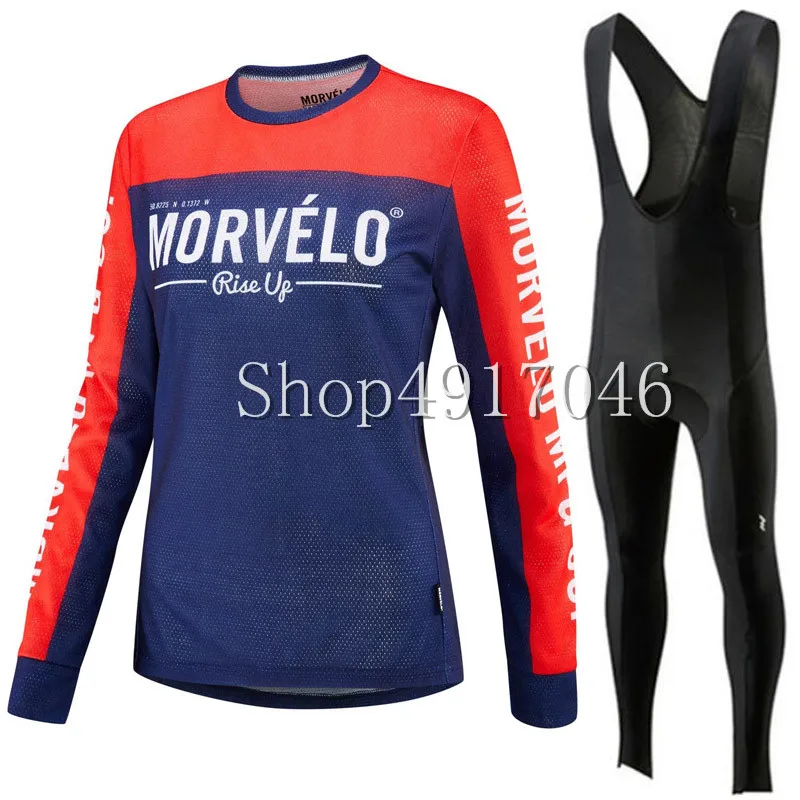 Morvelo Warm 2019 Winter Thermal Fleece Cycling Clothes women Jersey Suit Outdoor Riding Bike MTB Clothing Bib Pants Set | Спорт и