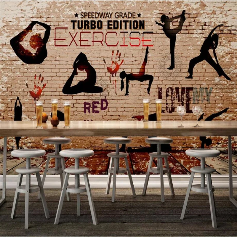 3d стерео обои для спортзала йоги спорта силуэта ТВ фон домашнего декора 3D papel de
