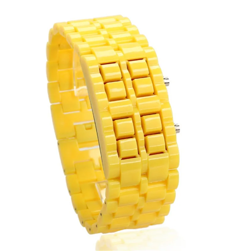 Пластиковые наручные часы из лавы светодиодсветодиодный цифровые в стиле Unsex