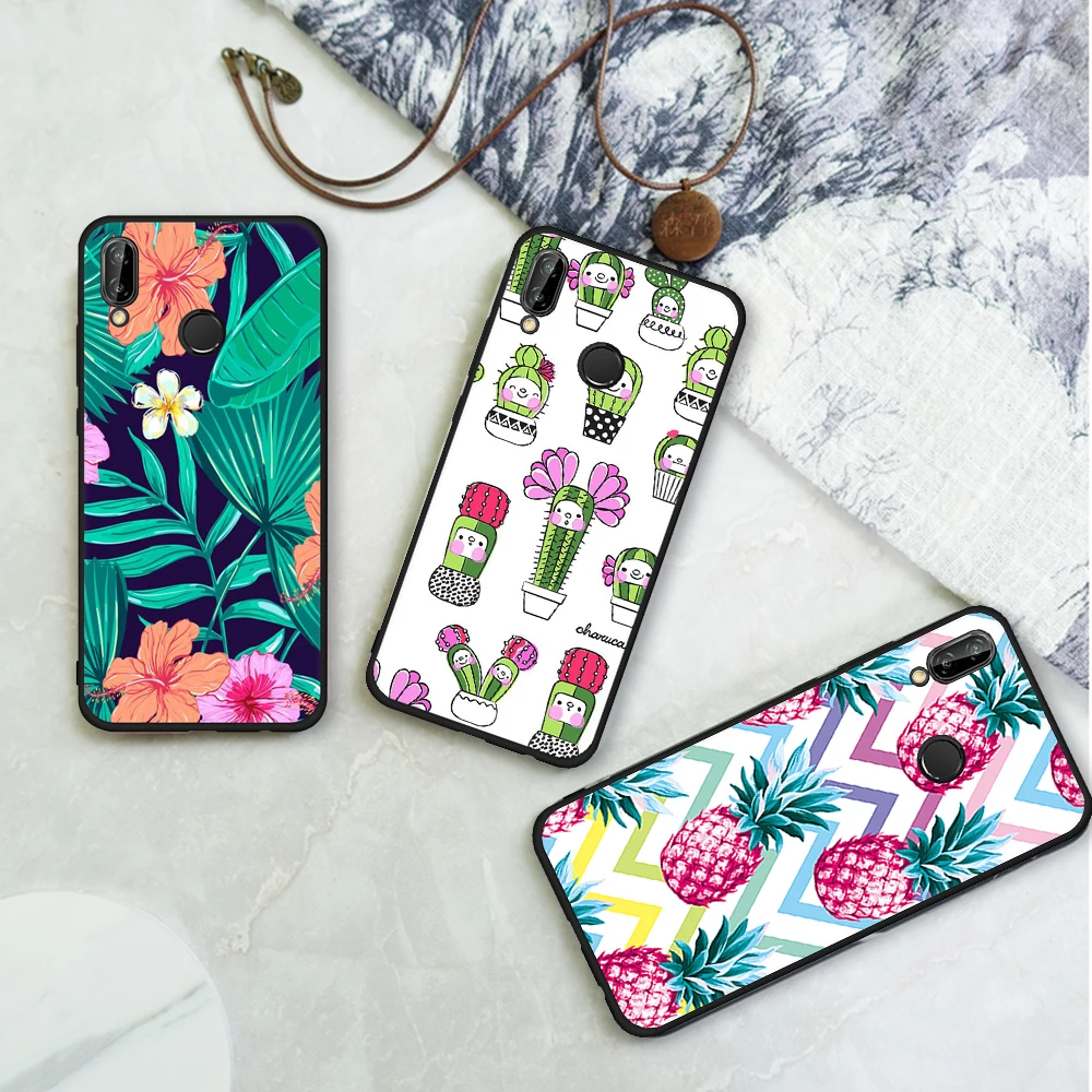 Мягкий чехол для huawei P20 Plus P10 Lite mate 10 P9 P8 2017 черный с космическим человеком котом и