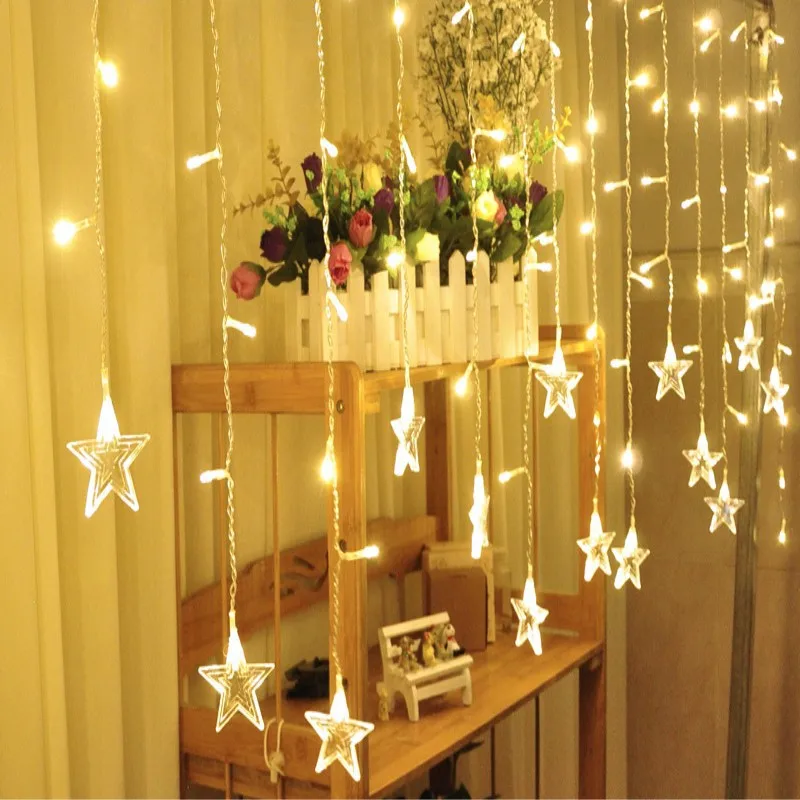 Рождество 3 5 м звезда снежинка Дерево LED занавес свет орнамент Navidad 2019