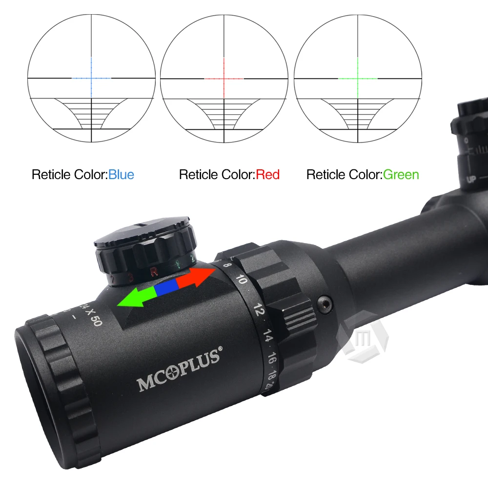 Mcoplus 6 24x50 мм 1/8MOA ИК красный зеленый и синий светящаяся оптика огонь охотничий