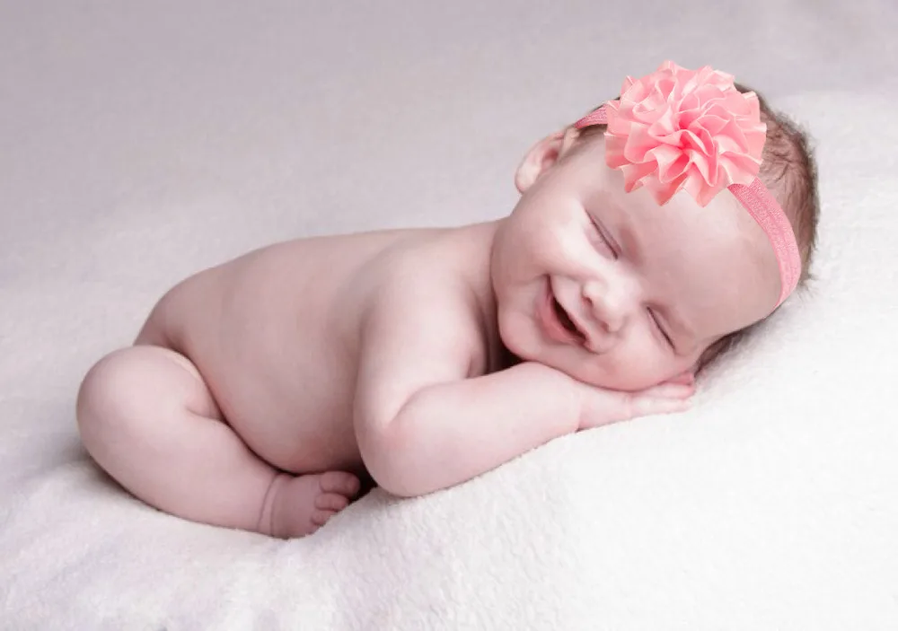 Модная красивая детская повязка для волос с цветами однотонная Милая бутиковая