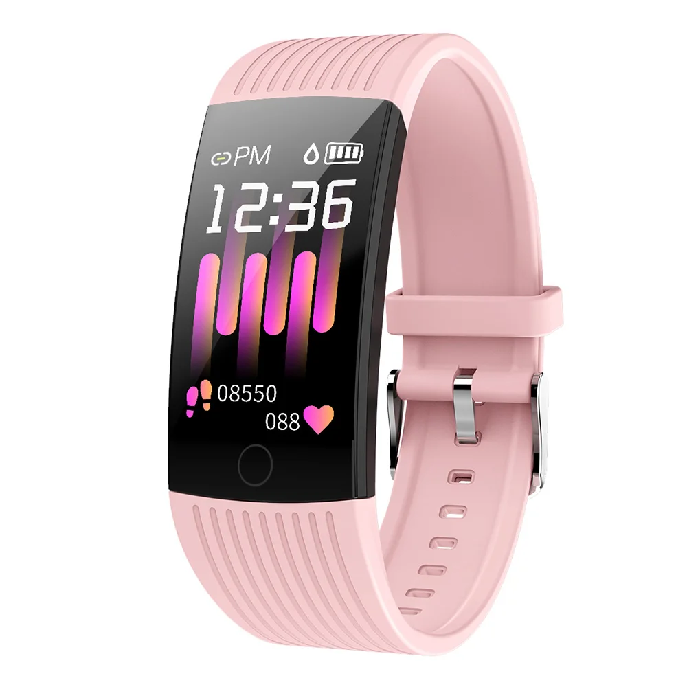 Pink Makibes HR8 смарт-браслет 1,1" для мужчин и женщин Bluetooth фитнес-трекер Смарт-часы кровяное давление цветной пользовательский браслет для Q18 - Цвет: Pink