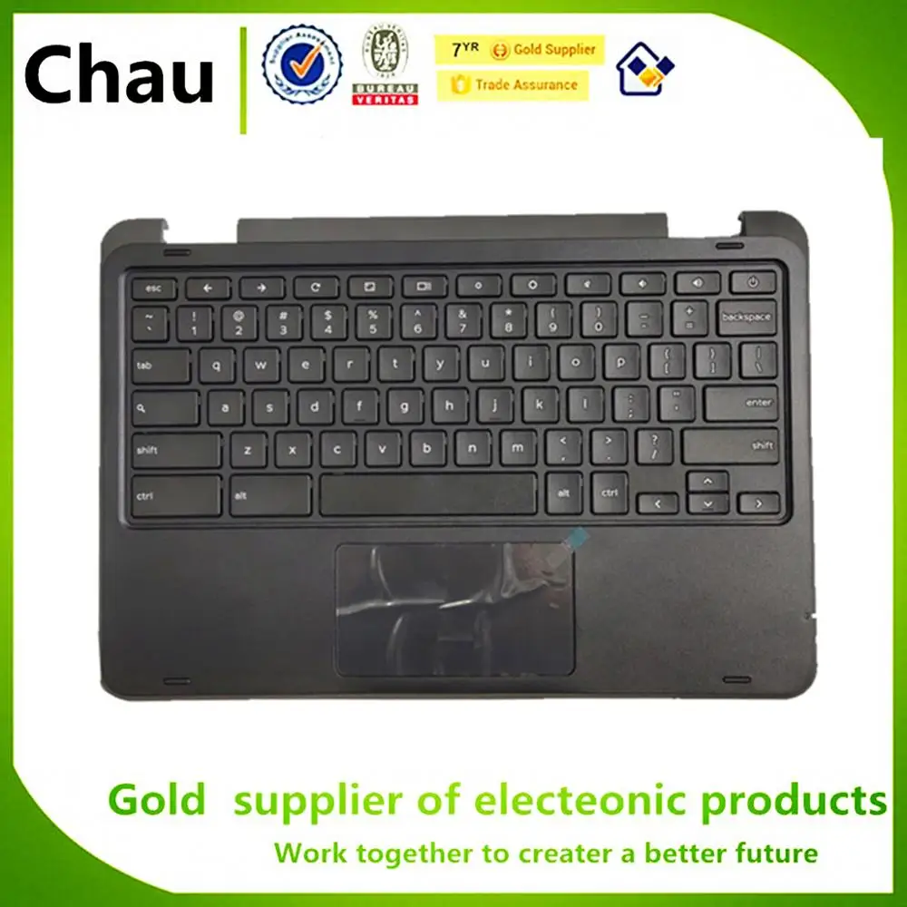 

New For DELL Chromebook 11 3189 Upper Case Palmrest Cover Keyboard Touchpad 00YFYX 0YFYX
