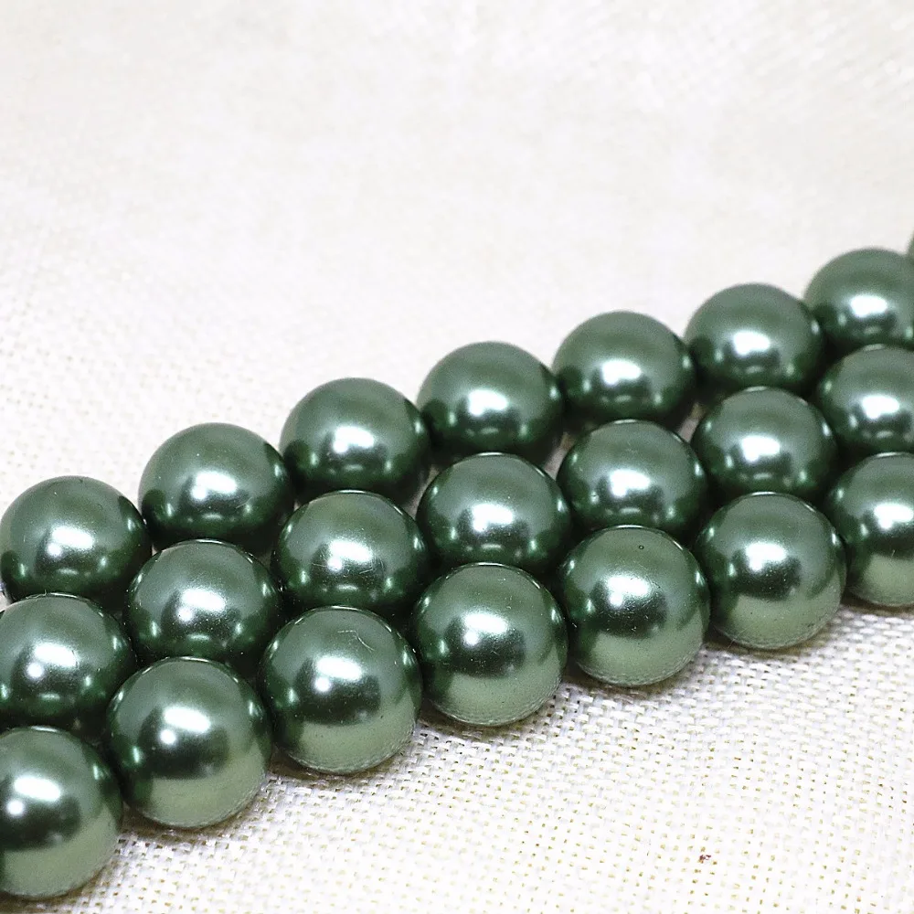 Beautiful green simulated-pearl shell wholesale 4 6 8 10 12 14mm hot sale round loose beads women jewelry making 15inch B1605 | Украшения и