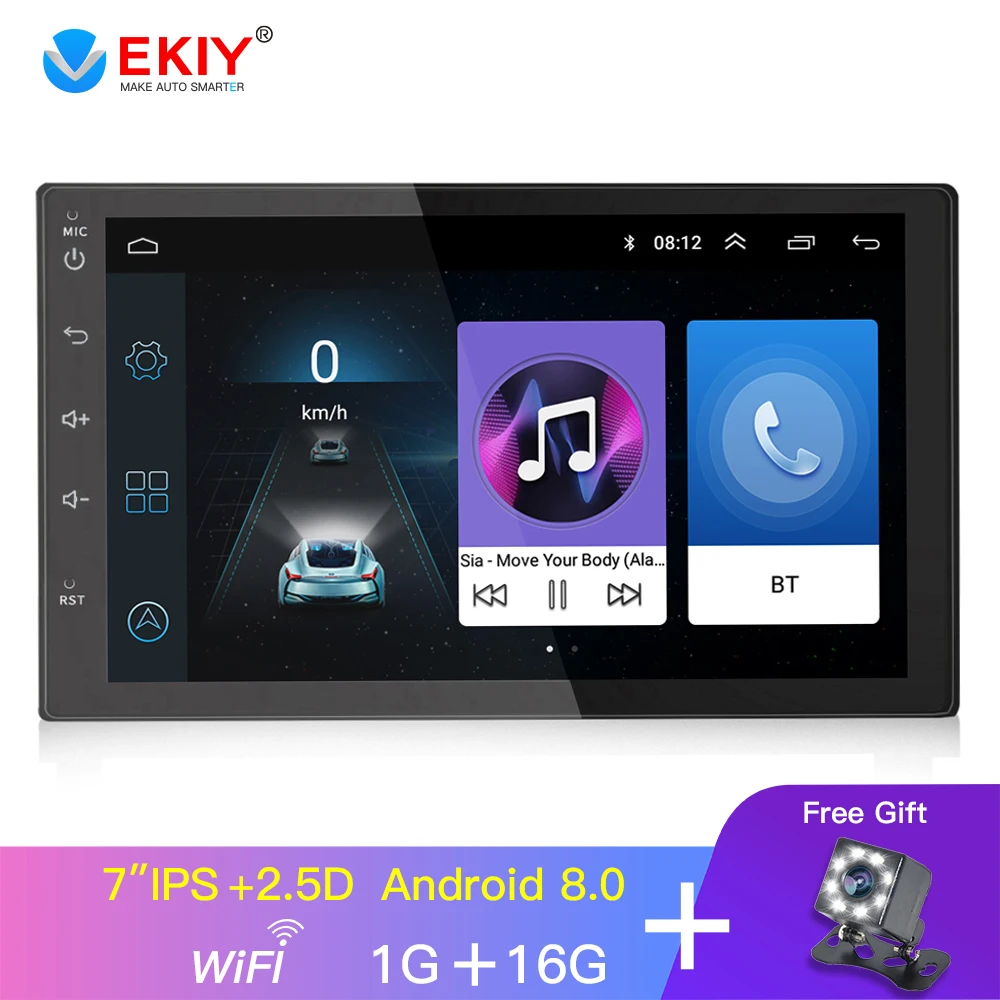 Автомобильный мультимедийный плеер EKIY 7 дюймов 2.5D 1 ГБ 16 Android 8 0 2 Din Универсальный