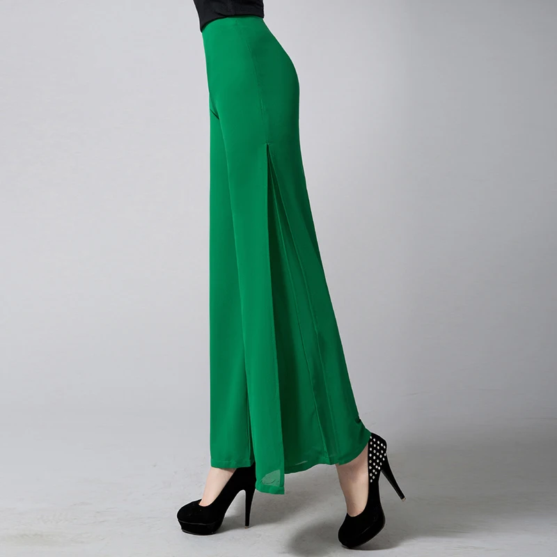 Шифоновые двухслойные длинные брюки весна-лето 2019 драпированные свободные с