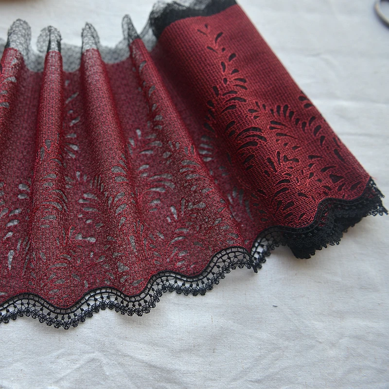 

hot sale Lace accessories Wine red fabric is water soluble embroidery dress clothing material 21 cm wide f992