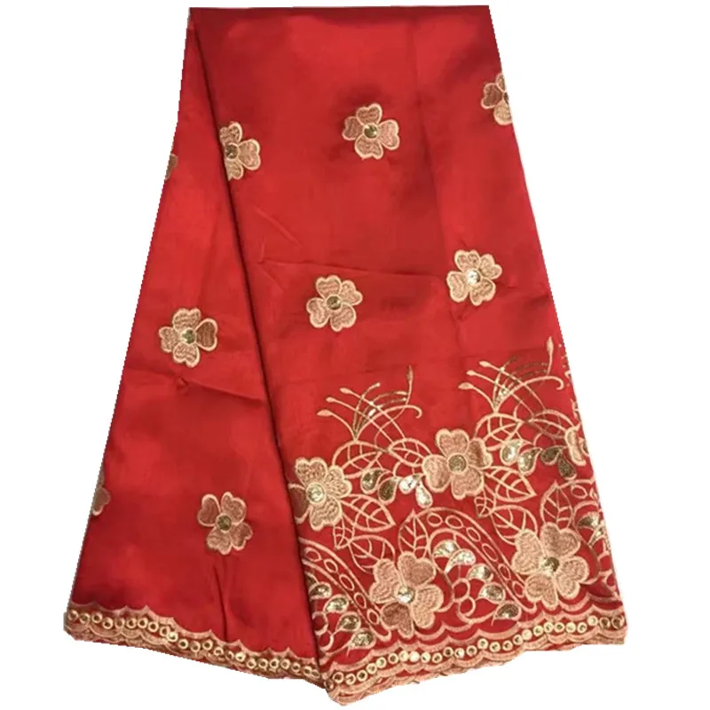 2017 красный индийский Джордж Ткань высокого качества африканская с гипюром