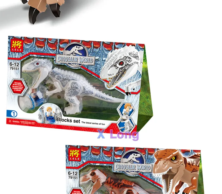 ЛЕЛЕ 79151 Юрского Dinosaur world 2 шт./лот Тираннозавров Рекс Minifigure Строительные Блоки