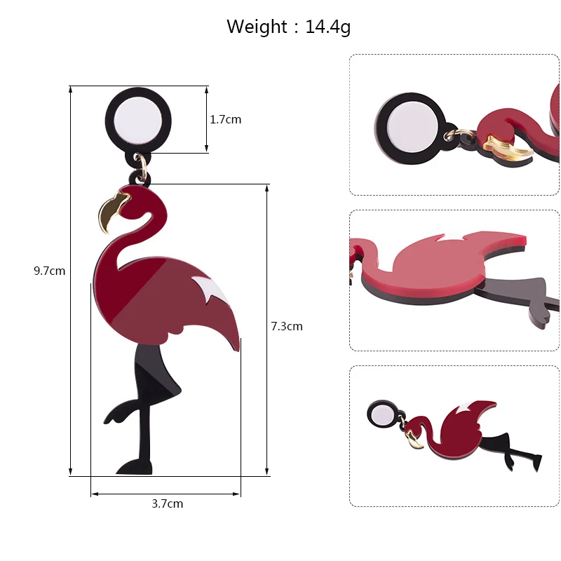 GuanLong Смола ремесло милые серьги в форме Фламинго Bijoux Ювелирные изделия для
